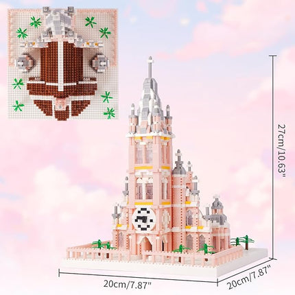 Micro Mini Building Blocks Pink Church Model Building Set Famous Architecture Model Building Kit