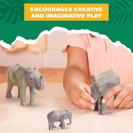 Terra by Battat – 4 Pieces African Elephant Toys Family Set – Realistic Plastic Safari Animals Figures – Animal Toys for Kids 3+ Years – Elephant Gifts & Baby Shower Decorations