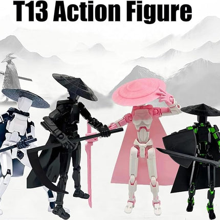 2 Packs T13 Action Figure Set (Assembly Completed) - Titan 13 Robot Movable, 3D Printed Articulated, Full Body Mechanical Doll - Christmas Birthday Gift for Kids Adult (G+S)
