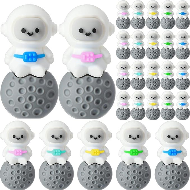 25 Pcs Mini Astronaut Figurines Astronaut Statue Space Toys for Space Cake Topper Kids Gift School Classroom Supplies Prize Piñata Goodie Bag Stuffer DIY Home Shelf Tabletop (Seated Pose)