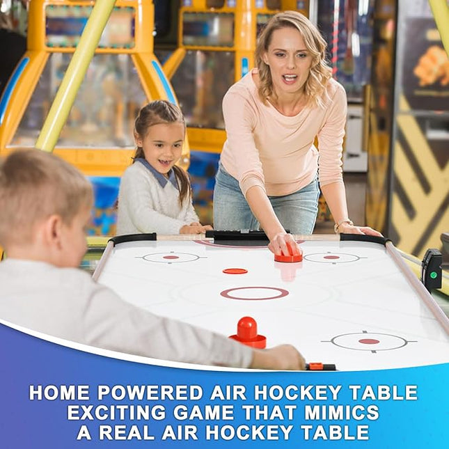 Air Hockey Table, Indoor Powered Air Hockey Game Table w/2 Pucks, 2 Pushers, Stronger Motor & Digital LED Scoreboard for Adults and Kids, Home Game Room, Easy Setup