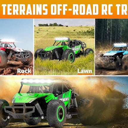 RACENT Remote Control Cars for Boys - 1:16 Scale 20kph Fast RC Truck All Terrain Off-Road Monster Truck Toy for Kids & Adults with 2 Rechargeable Batteries (Red)