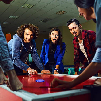 Skylety 16 Pieces Home Hockey Pucks 2.5 Inch Red Replacement Round Hockey Pucks Multicolors for Game Tables Equipment Accessories