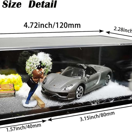 1/64 Scale Street Diorama Display Case- Clear Storage Case with Realistic Urban Road Scene for Hot Wheels, Matchbox & 1:64 Model Cars- Diecast Toy Garage -Winter
