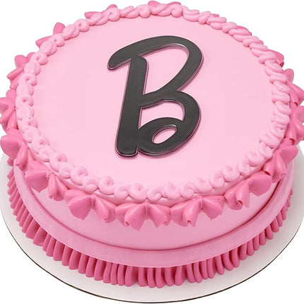 Barbie Cake Toppers | 2 Pack | Large Barbie B and Silhouette Cake Decorations, Pink and Black Ready To Use Toppers, Food Safe