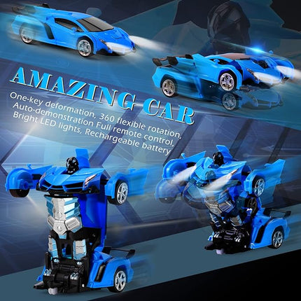 Dolanus Remote Control Car - Transform Robot RC Cars Contains All Batteries: One-Button Deformation and 360 Degree Rotating Drifting, Present Christmas Birthday Gift for Boys/Girls
