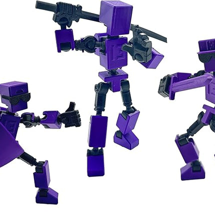 (Assembly Completed) 3D Printed 6.65-inch Action Figure Mini-13, Full Body Mechanical Movable Toy, Multiple Accessories, Desk Decoration, Creative Gifts (Purple)
