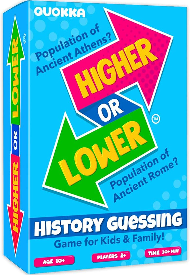 QUOKKA History Board Game for Kids 10-14 Year Olds - Family Card Game for Kids and Adults - Higher or Lower | Guess Fun Questions | Easy to Learn | 2 + Players - Challenge Game for Family Night