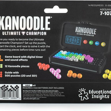 Educational Insights Kanoodle Ultimate Champion - 3D Brain Teaser Puzzle with Timer, Handheld Travel Games & Toys for Single Player, Challenging Logic Puzzles & Gifts for Kids, Teens & Adults Ages 7+
