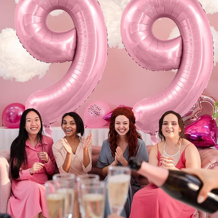 Smlpuame Pastel Pink 7 Balloons, 40 Inch Large Light Pink Foil Number Balloons 0-10, Self-Sealing 7th Birthday Balloon for Girls Women Anniversary Baby Shower Princess Party Decorations Supplies