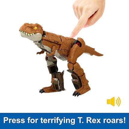 Mattel Jurassic World Fierce Changers 2-in-1 Dinosaur Figure, Chase 'n Roar Toy Transforms from T Rex Dinosaur to Truck in 28 Steps