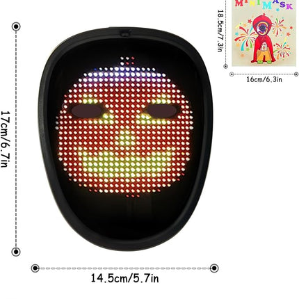 Led Mask with Gesture Sensing, Light up Face Transforming Mask for Halloween Xmas Costume Party