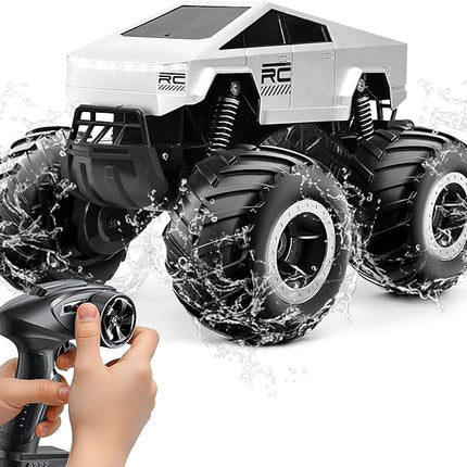 Amphibious Remote Control Monster Truck for Boys Ages 8-12+, 1:16 Scale 4WD Off-Road Fast RC Car, Waterproof All-Terrain 2.4GHz Stunt Car Pool Toys, Best Birthday Gifts for Kids Ages 8+