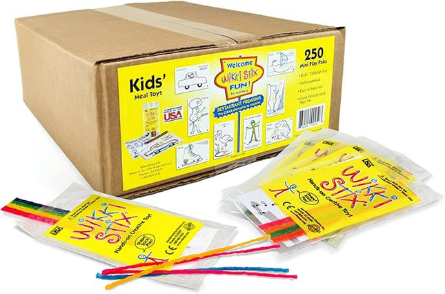 WikkiStix Mini Play Paks, 250 Individual paks! Great for Restaurants, Parties, Travel, classrooms Giving, Made in The USA!