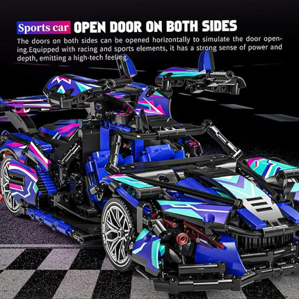 Sports Car Building Blocks Toys for Boys & Adults - 1391 Piece Challenging Racing Car Building Kit, DIY Model Set for Age 8-14