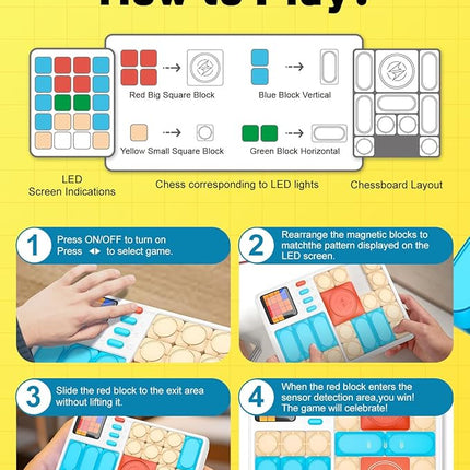 Super Slide Puzzle Games, Handheld Electronic Brain Teaser with 500+ Challenges 7 Levels for Boys, Girls, Adults - Portable Learning Toys Birthday Gifts for Travel, Road Trip, Easter Basket