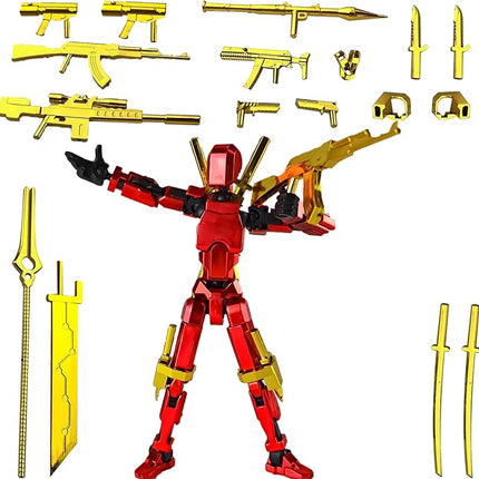 Assembly Completed T13 3D Printed Action Figures,Dummy 13 Robot 13 Movable N13 Action Figure, Lucky 13 Gift for Collectors Desktop Decorations for Game Lovers Toy (Metallic Red)