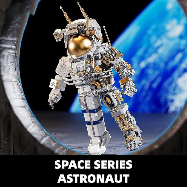 Space Astronaut Building Block Set,860Pcs Spaceman Building Toys with Display Stand, Cool Translucent Design Collection for Home or Office Decor, Birthday Gift for Adults& Boys Age 8-12