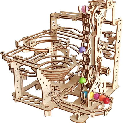 Wooden Marble Run 3D Puzzle - Wood Crafts Mechanical Marble Run Assembly Building Model Kits - Wooden Puzzle DIY Brain Teaser Puzzles - Christmas Birthday Gifts for Adults & Teens