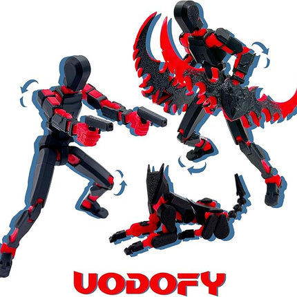 (Assembly Completed) T13 Action Figure Set, 3D Printed Toys Robo 13 Action Figure,Dummy 13 Titan 13 Action Figure (Black Red + Dog)