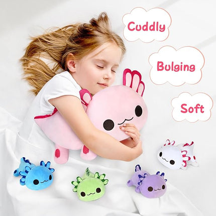 KMUYSL Axolotl Plush Toys for Ages 0 1 2 3 4 5 6 7 8+ Year Old- Axolotl Mommy Stuffed Animal with 4 Baby Axolotls in Her Tummy, Plush Toys Set, Christmas Birthday Gifts for Baby, Toddler, Kids