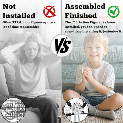 8Inch T13 Action Figure Assembly Completed, T13 Multi-Jointed Movable Robot Action Figure Set,Collectors Desktop Decorations for Game Lovers Toys (White)