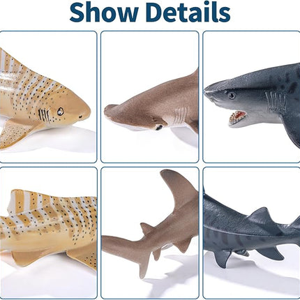 10PCS 5-8" Shark Toys for Toddlers, Sea Ocean Animals Bath Toys for Kids, Shark Figurines Cake Toppers Birthday Party Favors & Gifts for Kids