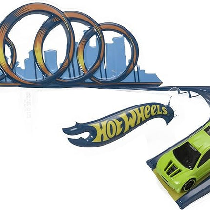 DecoSet® Hot Wheels Drift Birthday Cake Decorations, 2-Piece Topper with Race Car and 3D Racetrack Plaque, Create Action-Packed Racing Cakes for Birthdays and Parties