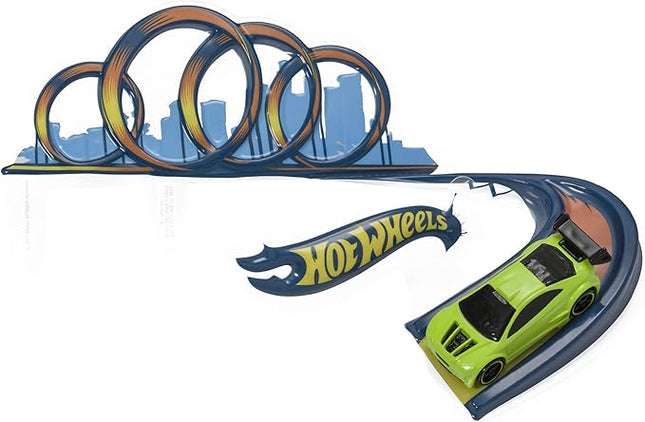 DecoSet® Hot Wheels Drift Birthday Cake Decorations, 2-Piece Topper with Race Car and 3D Racetrack Plaque, Create Action-Packed Racing Cakes for Birthdays and Parties