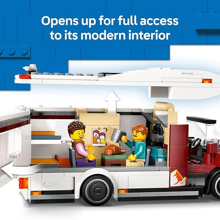 LEGO City Holiday Adventure Camper Van Building Toy Set - Vacation Toy for Kids, Boys and Girls, Ages 6+ - Gift for Birthdays - Includes 3 Minifigures and Accessories - 60454