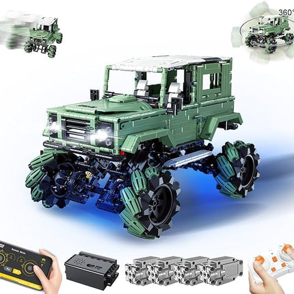 Off-Road Car Building Kits with Remote Control for Adults,Technic Pickup Truck Building Blocks Toys,STEM Engineering Gift for Mens,Boys,Kids-1670PCS(Military Green)