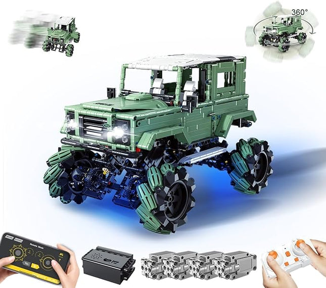 Off-Road Car Building Kits with Remote Control for Adults,Technic Pickup Truck Building Blocks Toys,STEM Engineering Gift for Mens,Boys,Kids-1670PCS(Military Green)