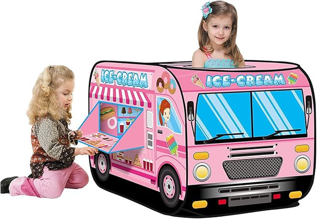 Pop Up Play Tent for Kids - My First Foldable Indoor & Outdoor Playhouse Vehicle Toys for Toddlers, Boys and Girls (Ice Cream Truck)