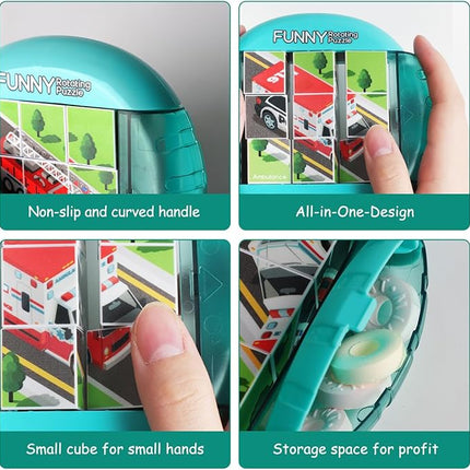 Rotating Puzzle for Kids 3 4 5 6 7 8 Year Old, 4 Puzzles in 1, Toddlers Travel, Car, Airplane, Road Trip Activities, Fine Motor Skills, Fidget, Gift for Boys & Girls Ages 3+(SPV)