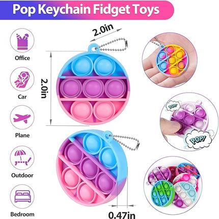 Pop Fidget Toys Bulk Its Party Favors for Kids 4-8 8-12 30 PCS Mini Pop Keychain It Sensory Fidget Toy Pack Fidgets for Classroom Prizes Students Kids Carnival Birthday Goodie Bag Stuffers Fillers