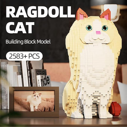 Animal Cat Series Pet Ragdoll Cat Building Block Kits - Secret Small Storage Box Inside! Ideal Toy for Cat Lovers, Kids & Adults