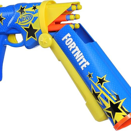 Nerf Fortnite Half Tone Hero Blaster, Bonus Code to Unlock Half Tone Hero Wrap in The Game, Break Open Loading, 12 Nerf Elite Darts, Fortnite Gifts (Amazon Exclusive)