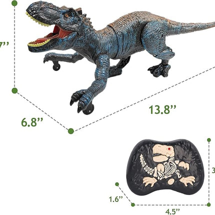 Remote Control Dinosaur Toys for Kids 3-5, 5-7, 8-12, 10-12, Electronic RC T Rex Dino Robot Toy for Boys, Top Christmas & Birthday Gifts for 6 7 8 9 10 11 & 12 Year Old Boys (Color: Blue)