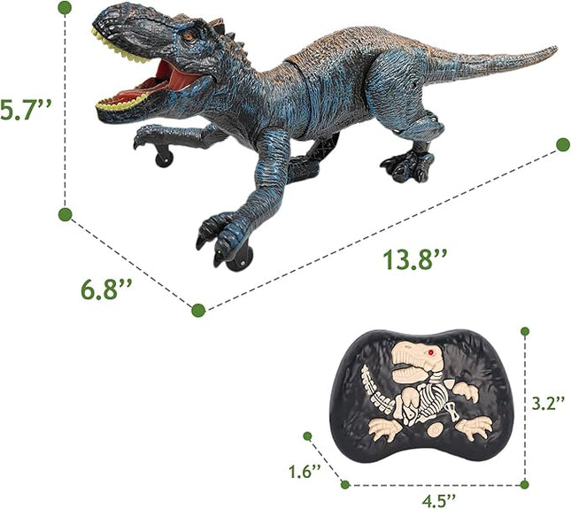 Remote Control Dinosaur Toys for Kids 3-5, 5-7, 8-12, 10-12, Electronic RC T Rex Dino Robot Toy for Boys, Top Christmas & Birthday Gifts for 6 7 8 9 10 11 & 12 Year Old Boys (Color: Blue)