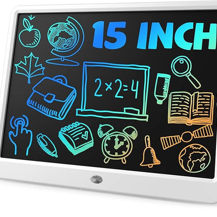 TEKFUN Easter Gifts for Kids, 15inch LCD Writing Tablet Drawing Board, Teen Girl Boy Gifts Age 8 and Up, Birthday Gifts for All Age Groups, Erasable Writing Tablet for Business Meeting (White)