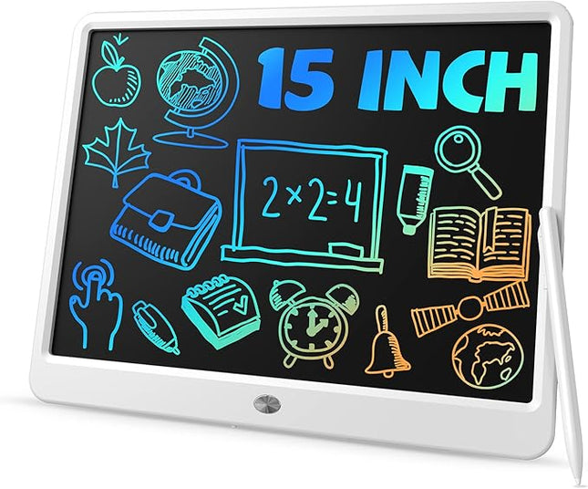 TEKFUN Easter Gifts for Kids, 15inch LCD Writing Tablet Drawing Board, Teen Girl Boy Gifts Age 8 and Up, Birthday Gifts for All Age Groups, Erasable Writing Tablet for Business Meeting (White)