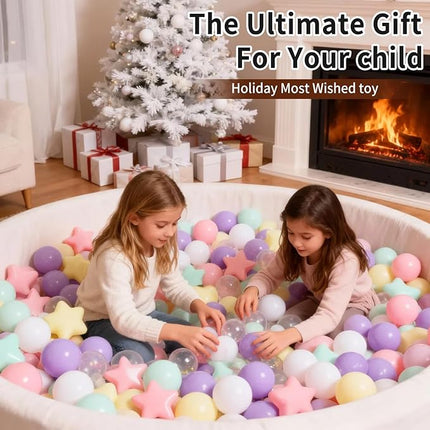 Ball Pit Balls Pack of 100 200 500 - Star and Round Set BPA Free Phthalate Free Non-Toxic Crush Proof Play Balls Soft Plastic Balls for Toddlers Baby Kids Birthday Pool Tent Party