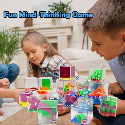 24 PCS Brain Teaser Puzzles for Kids,Balance IQ Maze Game Mini Fidget Puzzle Box,1.57 Inch Maze Puzzle Cubes Party Favor Games Challenge Decompression for Adults
