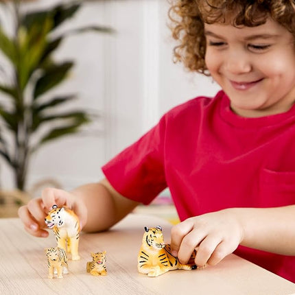Terra by Battat – 4 Pieces Tiger Family – Realistic Plastic Safari Animals for Kids – Educational Animal Figures – Jungle & Zoo Toy Animals – Imaginative Play – 3+ Years