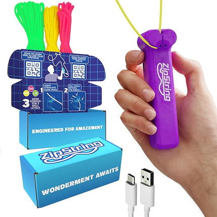 ZipString Original - As Seen on Shark Tank - Classic Rope Launcher Toy, Perfect for Kids & Adults - Fly a String Loop in The Air for Endless Tricks & Fun, Wonderment Awaits, Vivacious Violet