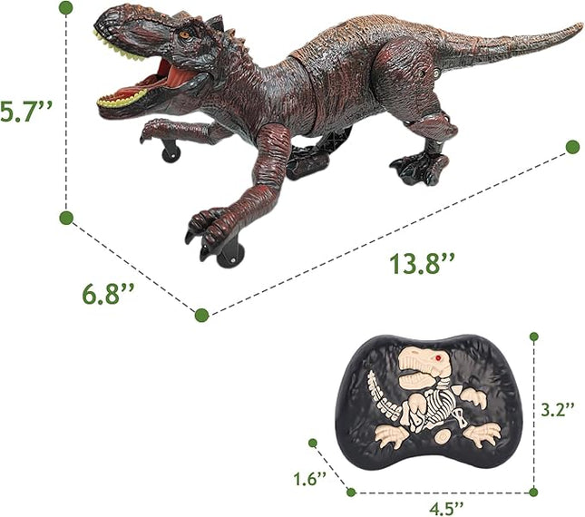 Remote Control Dinosaur Toys for Kids 3-5, 5-7, 8-12, 10-12, Electronic RC T Rex Dino Robot Toy for Boys, Top Christmas & Birthday Gifts for 6 7 8 9 10 11 & 12 Year Old Boys (Color: Brown)