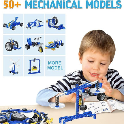 50-in-1 STEM Building Toys, 325 PCS Building Blocks Construction Engineering Kits for Kids Ages 6-12, Learn Mechanical & Physics Principles Creative Educational Birthday for Boys Girls