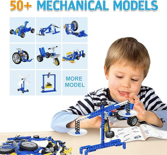 50-in-1 STEM Building Toys, 325 PCS Building Blocks Construction Engineering Kits for Kids Ages 6-12, Learn Mechanical & Physics Principles Creative Educational Birthday for Boys Girls