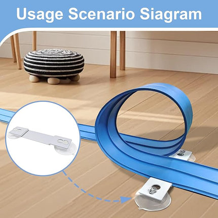 4-Pack Third-Party BluTrack Compatible Track Anchors with Floor Suction & 3 Track Suction Cups – Secure Indoor Race Layouts