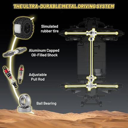 1/20 Scale Brushless RC Cars for Adults,Fast Hobby RC Truck 4x4 Off-Road,Electric 4WD 45+Kph RC Buggy,Remote Control Car, Monster Truck,All Terrain RTR Vehicle,2 Lipo Batteries,JT20W